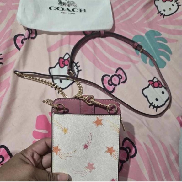 Coach Starry Pink and Cream Phone Holder Crossbody Bag - Picture 6 of 7